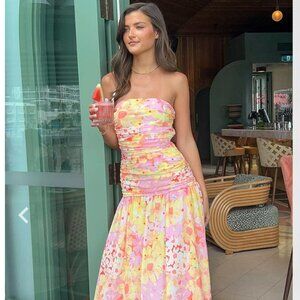 Beginning Boutique Sinclair Yellow Floral Maxi Dress